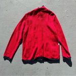 Vintage 90s Americana Ugly Christmas Sweater Cardigan Zipper Front Red Size L Photo 2