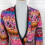 Vintage 80s 90s SpaceGirly Ikat Print Blazer‎ Jacket Multicolor Medium Pink Photo 4