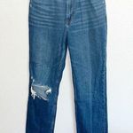 Abercrombie & Fitch Ankle Straight Ultra High Rise Dark Wash Distressed Jeans Photo 0
