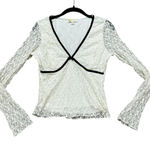 Womens Mesh Lace Velvet Babydoll Top Long Sleeve Y2K WhimsiGoth Size Medium Black Photo 0