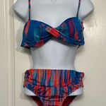 Speedo  2 Piece Bikini Twist Top Tie Back High Waist Size 34/AUS 10 EUC #7328 Photo 1