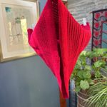 Unisex Red Cotton Knit Infinity Scarf, Tunnel Neck Photo 1