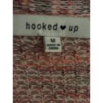 Hooked Up Multicolored Open Knit Cardigan Sweater Women's Medium Pink Photo 1