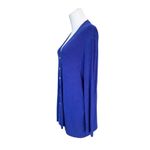 Chico's Royal Blue Mother of Pearl Button Up Long Cardigan sz 2 Large (12-14) Photo 1