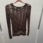 Lucky Brand  Brown Open Knit Crochet Sweater Photo 6