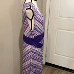 Nina Leonard  stripped purple’s colors midi sleeveless dress NWOT C1 Photo 2