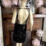 BCBGMAXAZRIA  BLACK SEQUIN & MESH EXPOSED BACK BODY CON COCKTAIL DRESS NWT (M) Photo 2