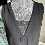 Suzy Shier Black Sleeveless Layered Top with Lace Hem, Size Large Photo 11