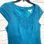 Charter Club NWT Teal Blue Sheath Dress Size 8 Medium Embellished Neckline Photo 2