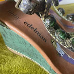 Libby. Edelman 6.5 W wedge jeweled heel snake skin green super cute! Photo 6