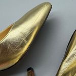Evan Picone  Vintage Gold Metallic Leather Slingback Heels Pointed Toe Shoes 6.5M Photo 10