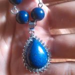 Lapis Lazuli and White Austrian Crystal Silvertone Paperclip Necklace Photo 8