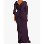 Adrianna Papell  Aubergine Embellished 3/4 Sleeve Ruched Formal Gown Size 8 Photo 1