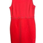 Worthington  Sheath Dress Womens 16 Red Grommet Stretch Zippered Back Sleeveless Photo 0