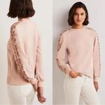 BODEN Scallop Embroidered Detail Pink Scoop Neck Sweatshirt Sz 2 Photo 1