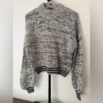 MOTHER The Mock Neck Cropped Sweater Size‎ M Navy and Cream Cotton White Size M Photo 1