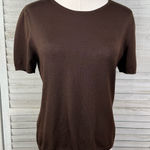 Ralph Lauren LAUREN () Women's 90's-Y2K Brown Short Sleeve Silk Blend Sweater-M Photo 0