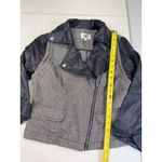 Jolt  Moto Jacket Small Herringbone Tweed Faux Leather Sleeves Asymmetrical Zip s Photo 7