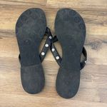Tory Burch Black Leather Thong Flip Flop Sandal Logo Stud Detail Photo 6