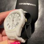 Emporio Armani NWOT Ceramic Vintage Chronograph White Dial Watch AR1403 MRP $545 Designer Luxury Photo 4