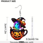 Halloween Witch Hat Ghost Potion Pumpkin Acrylic Drop Dangle Earrings Orange Photo 3