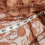 Deep Peach Floral Lace Sheer Kimono Jacket Open Front Fall Fairy Size Small Orange Photo 4