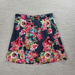 Adrianna Papell Adriana Papell Floral Mini Skirt Womens 10 Blue Pink Pleated Flared Belted Photo 9