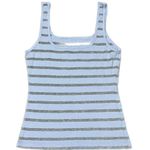 Michael Stars  Zabrina Striped Knit Square Neck Tank Top Veil Blue Gray NWT XL Photo 3