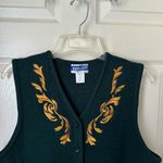 Pendleton Vintage  Large Women Wool Green & Gold Button Down Vest Photo 2