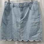 CeCe  Light Blue Scalloped  Denim Mini Hem Skirt Size 4 Photo 1