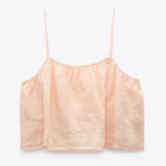 ZARA Light Peach Flowy Linen Crop Top Size: M Photo 0