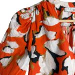 Hunter Bell Olive Orange Floral Print Puff Sleeve Tie Front Cropped Top Size S Photo 9