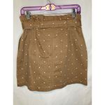 Blu Pepper Mini Skirt L Brown White Polka Dot High Waisted Belted Ruffle Waist Photo 5