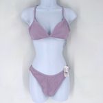 PacSun NWT Ribbed Triangle Bikini Set Purple Medium Racerback Lavender Photo 2