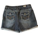 EARL JEAN Embellished Embroidered Western Cowboy Cowgirl Denim Shorts Women's 12 Blue Photo 1