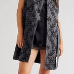 Free People Western Geometric Longline Denim Vest in Black XS Photo 0