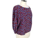Maeve Anthropologie Blue Hearts Silk Blouse Kimono Style Size Small Photo 5