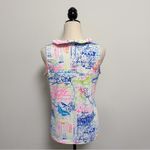 Lulu B White Post Cards Of Love French Script Ruffle Neckline Sleeveless Top S Photo 3