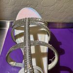 New York Transit  Baguette Wedge Sandal, Holographic Silver Bridal Evening Shoes Photo 5