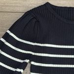 Elie Tahari  Long Sleeve Crew Neck Ribbed‎ Striped Sweater Black White Size Small Photo 3