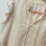 Time & Tru  Seersucker dress pink green size small ruffle sleeve Photo 2