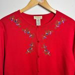 Yarnworks Sweater Women XL Red Christmas Light Embroidery Holiday Grandmacore Photo 2