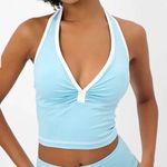 frankie's bikinis  Sky Blue Lively Halter Sports Bra Photo 0