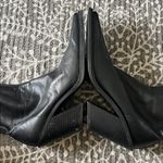 ZARA black leather square toe block heeled boots Photo 3