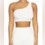 Naked Wardrobe Microrib One-Shoulder Crop Tank in light lavender Photo 5