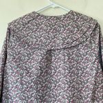 Ganni  NEW Floral Print Cotton Double-Collar Button Down Shirt Gray/Pink Sz 36 Photo 9