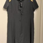 Madewell Black Silk & Gold Sequin Shoulder Accent Back Ribbon Cutout Dress Photo 2