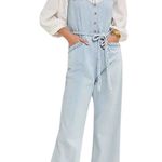 Anthropologie Paige Celia Cropped Denim Wide-Leg Jumpsuit Size S Photo 0