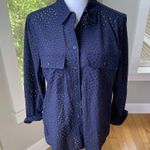 Banana Republic Dillon Classic Fit Utility Shirt in Navy Blue Eyelet Cotton Sz S Photo 7