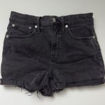 Madewell High-Rise Denim Shorts Jean cotton stretch high waisted gray black zip Photo 3
